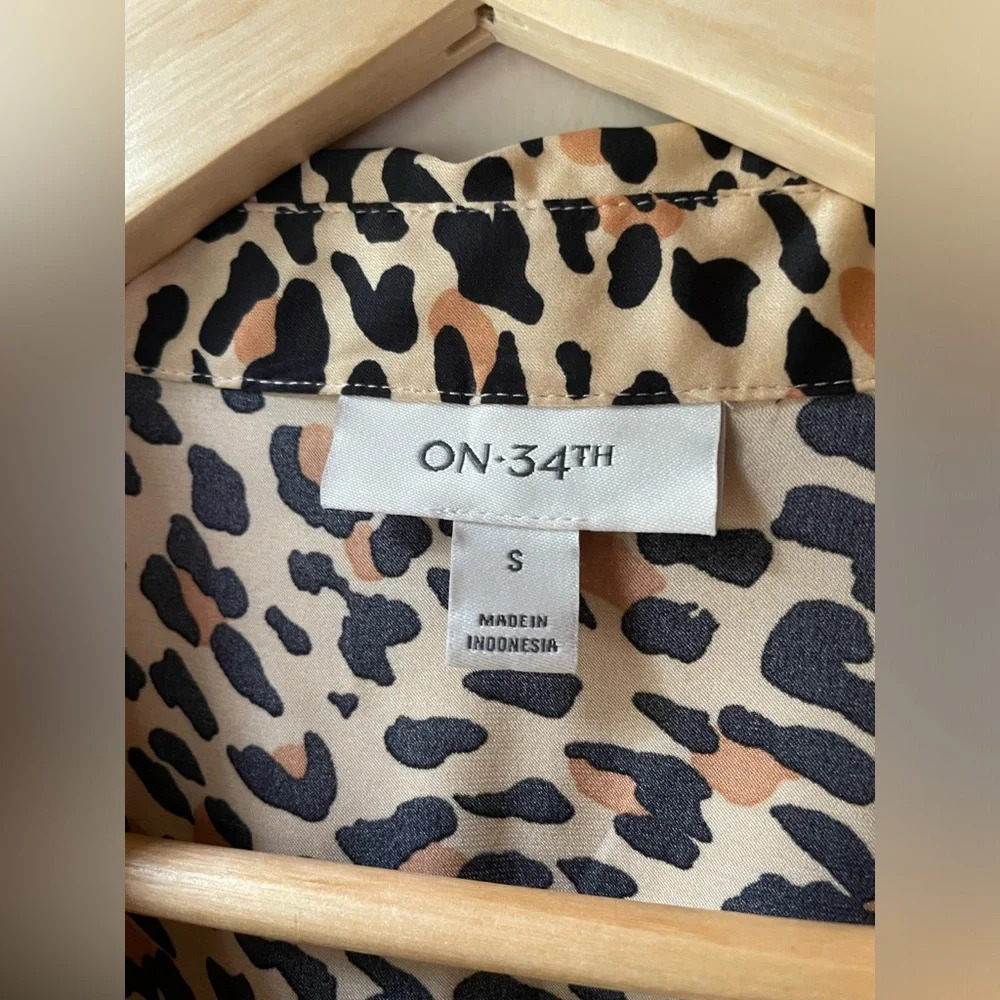 Macys On 34th Satin Leopard Print Collared Shirt Dress - Picture 10 of 10